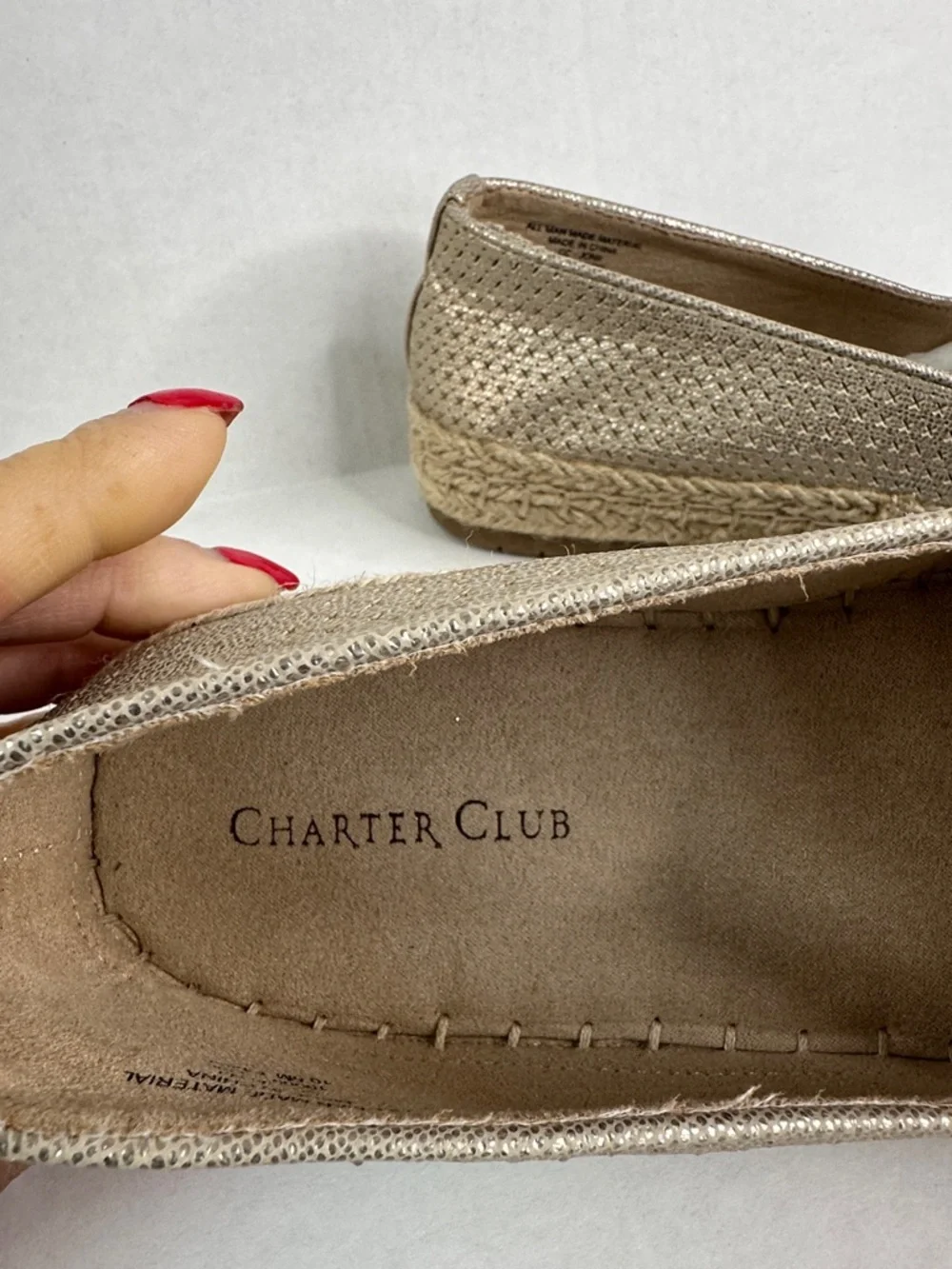 Charter Club Gold Metallic Espadrille Slip-On‎ Flats
